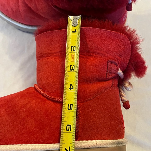 7 Ugg Selene Boot Red Suede Nautical Rope Back Accent warm rare excellent condit - Picture 6 of 15